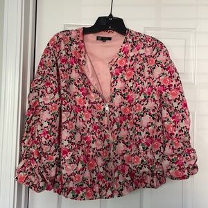Zara Pink Bomber Jacket with Gathered Sleeves